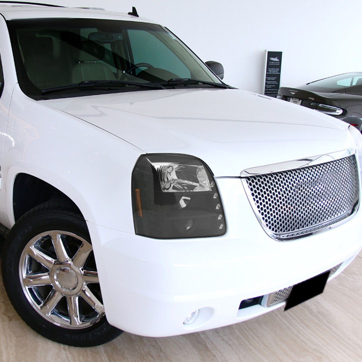 2007-2010 GMC Denali LED DRL Black Projector Headlights