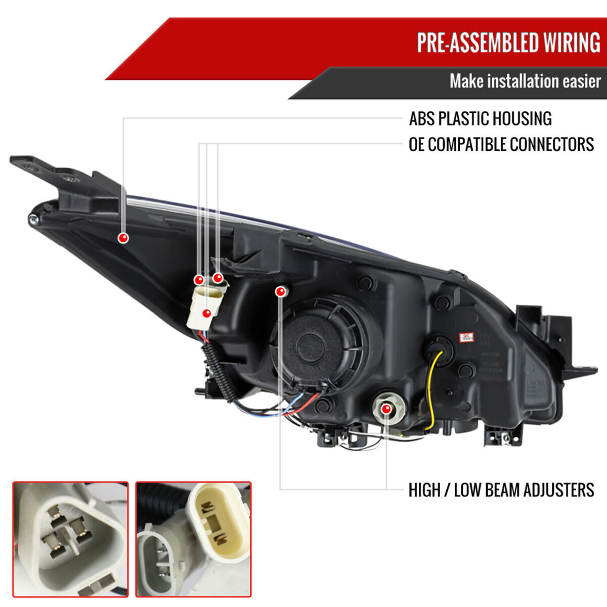 2010-2013 Mazda 3 DRL Black Projector Headlights