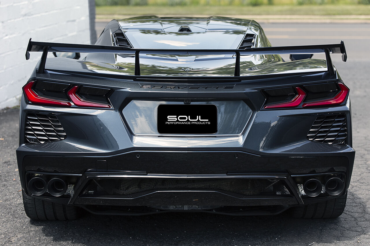 2020-2023 Chevrolet C8 Corvette SOUL Performance Rear Exhaust - 4in Slash Cut Tips - Ceramic Matte Black