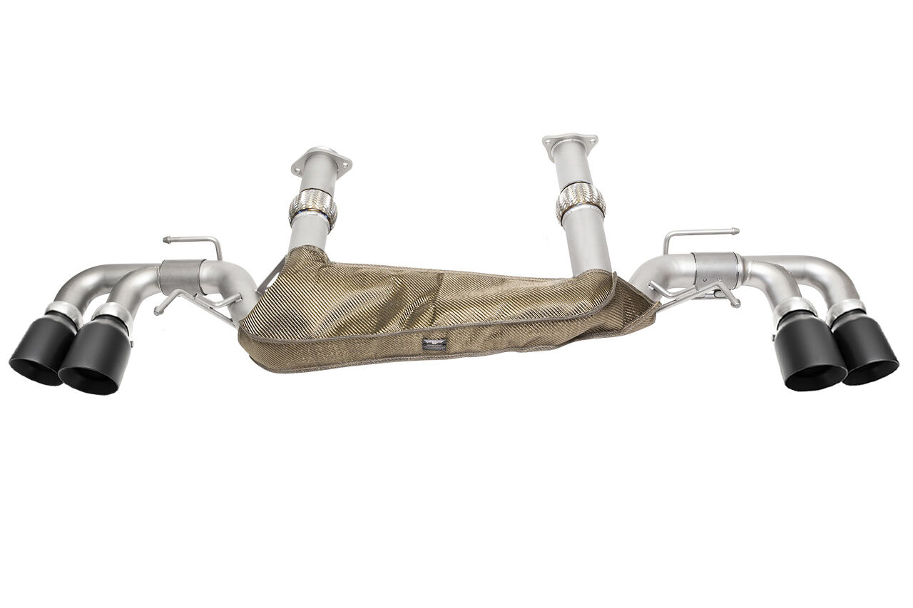 2020-2023 Chevrolet C8 Corvette Soul Performance Rear Exhaust - 4in Slash Cut Tips - Ceramic Matte Black - CHEV.C8.ES.SLT.MB