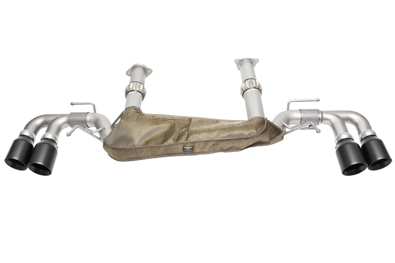2020-2023 Chevrolet C8 Corvette SOUL Performance Rear Exhaust - 4in Strght Cut Tips - Ceramic Matte Black - CHEV.C8.ES.SWT.MB
