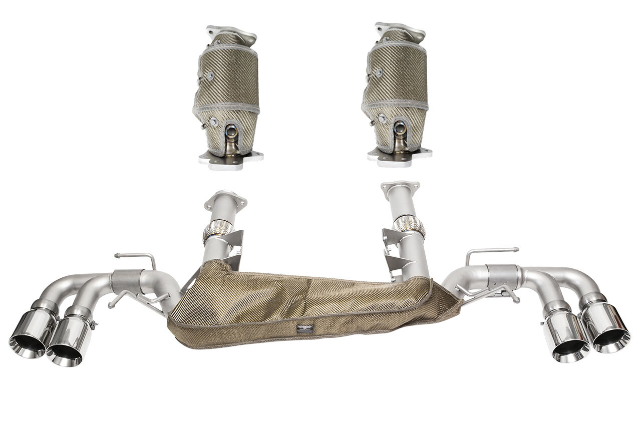 2020-2023 Chevrolet C8 Corvette SOUL Sport Exhaust Package - 4in Slash Cut Tips - Ceramic Matte Black - CHEV.C8.SPPKG.SLT.MB