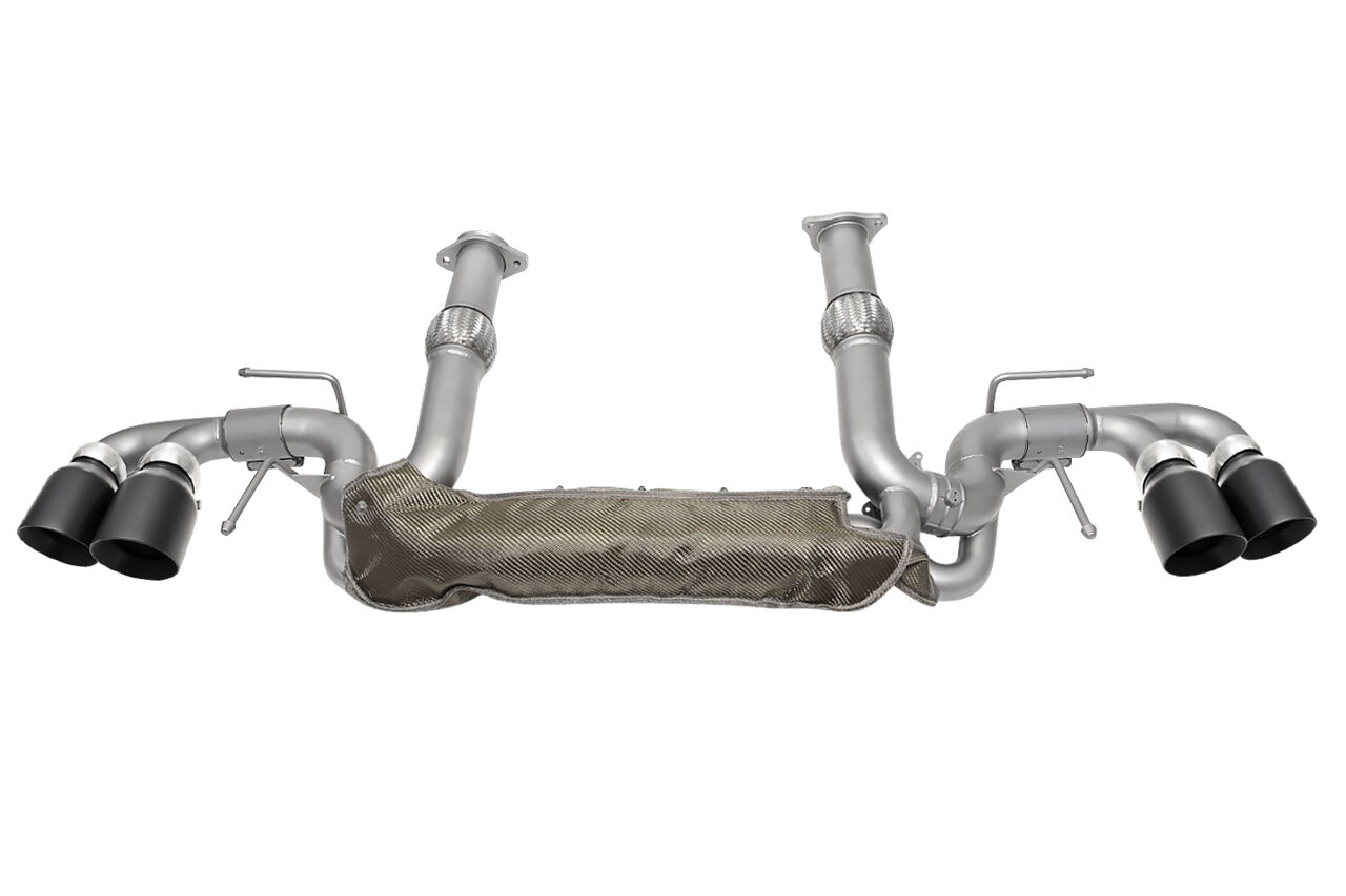 2020-2023 Chevrolet C8 Corvette SOUL Valved Exhaust - 4in Slash Cut Tips - Ceramic Matte Black - CHEV.C8.VES.SLT.MB
