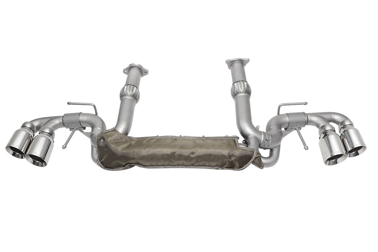 2020-2023 Chevrolet C8 Corvette SOUL Valved Exhaust - 4in Straight Cut Tips - Polished Chrome - CHEV.C8.VES.SWT.POL