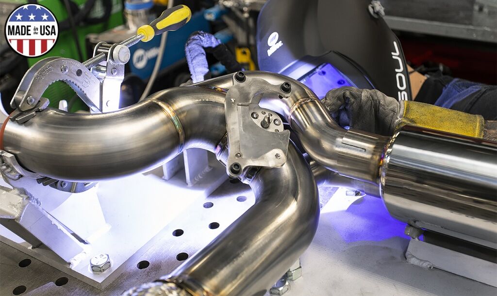 2020-2023 Chevrolet C8 Corvette SOUL Valved Exhaust Package - 4in Slash Cut Tips - Ceramic Matte Black