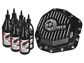 2017-2019 Ford F-450 Super Duty Turbo Diesel V8 6.7L Rear Differential Cover Machined Fins Pro Series w/ Gear Oil - 46-70382-WL