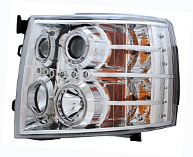 2007-2010 Chevy Silverado Halo Projector Headlights w/ LED Chrome - 02-AZ-CL07-PCC-R-A