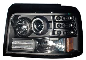 1992-1996 Ford Bronco 1pc LED Halo Projector Headlights - Black - 02-AZ-FF92-PBC-R-A