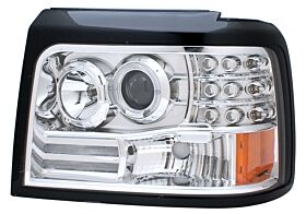 1992-1996 Ford Bronco 1pc LED Halo Projector Headlights - Chrome - 02-AZ-FF92-PCC-R-A