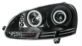 2006-2009 VW Rabbit LED CCFL Halo Projector Headlights - Black - 02-AZ-VG06-PBC-RF