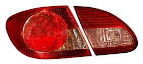 2003-2008 Toyota Corolla 4pc LED Tail Lights - Red / Clear - 03-TO03TLED