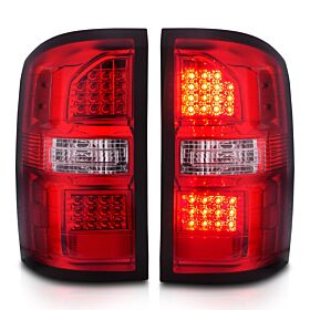 2014-2018 GMC Sierra Anzo LED Tail Lights Black Housing Red/Clear Lens - 311399