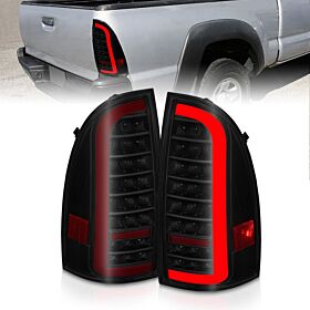 2005-2015 Toyota Tacoma Anzo Full LED Tail Lights W/ Light Bar Sequential Black Housing Smoke Lens - 311428