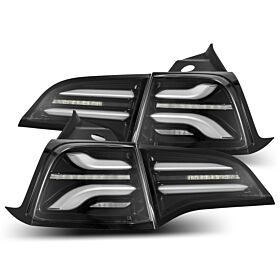 17-22 Tesla Model 3 PRO-Series LED Tail Lights Jet Black by AlphaRex - 601010