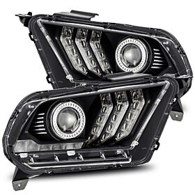 10-12 Ford Mustang LUXX-Series LED Projector Headlights Black by AlphaRex - 880115