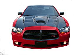 2011-2014 Dodge Charger Sniper 2.0 Carbon Fiber Hood - Carbon Fiber Outer Piece With Fiberglass Inner Piece - 240.0972