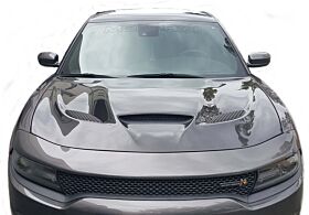 2015-2022 Dodge Charger Carbon Fiber Hood - Carbon Fiber Outer Piece With Fiberglass Inner Piece - 240.0981