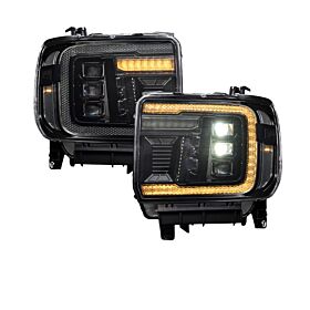 2014-2018 GMC Sierra 1500 and 2015-2019 GMC Sierra 2500/3500 LED Projector Headlights - Amber DRL Pair By Form Lighting - FL0023