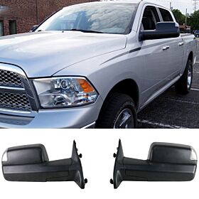 2009-2012 Dodge Ram Side View Tow Mirrors Extendable Telescoping Dual Arms (Manual Adjustment) - 5-TM-DR09PHLL