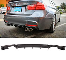 2012-2018 BMW 3-Series M-Sport F30 4DR Sedan Polypropylene MP Quad Exhaust Tips Rear Bumper Diffuser - 8-BLR-MPF301213-2H2M