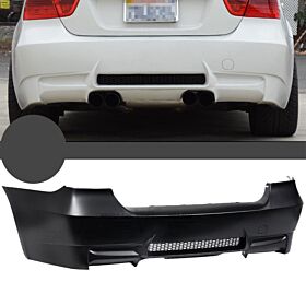 2006-2011 BMW 3-Series E90 Sedan M3 Style Dual Twin Muffler Outlets Rear Bumper Diffuser - 8-RB-M3E900511-TW