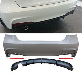 2012-2018 BMW 3-Series 320i F30 Polypropylene M Style Single Outlet Rear Bumper - 8-RB-MPF30-1213-1H1M