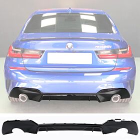 2019-2020 BMW 3-Series 330i G20 Polypropylene Dual Single Exhaust Rear Lip Diffuser Gloss - BLD-BG20MT330-GBK
