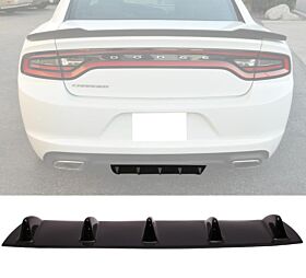2015-2023 Dodge Charger 5 Fin Style Rear Bumper Diffuser Lip Gloss Black - BLD-V1UNI5F-GBK_15Charger