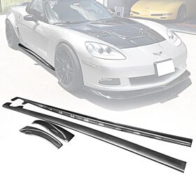 2005-2013 Chevrolet Corvette Z06/ZL1 C6 Polypropylene Z06 ZL1 Style Side Skirts Matte Black - BLS-CCORV06Z06-PP