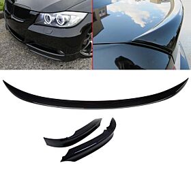 2006-2008 BMW 3-Series E90 4DR Trunk Spoiler + Front Lip Splitters Black Sapphire #475 - CB-A004783