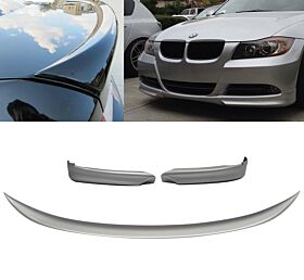 2006-2008 BMW 3-Series E90 4DR Trunk Spoiler + Front Lip Splitters Titanium Silver #354 - CB-A004785