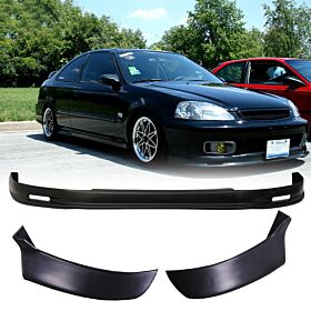 1999-2000 Honda Civic Polypropylene Mugen Style Front Bumper Lip + 2PC Rear Lip Spats Combo  - CB-A008488