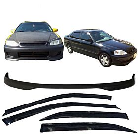 1996-1998 Honda Civic TR Style Front Bumper Lip + Sun Window Visor Combo  - CB-A009954