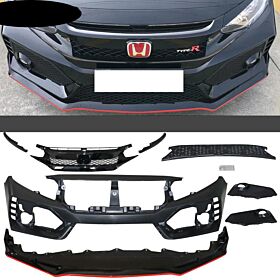 2016-2021 Honda Civic Type R Style Front Bumper + Lip Gloss Black - CB-A011416