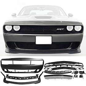2015-2020 Dodge Challenger Hellcat Front Bumper w/ Grille & HC Lip Unpainted Black - CB-A011920
