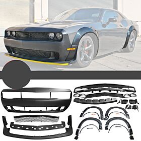 2008-2014 Dodge Challenger Front Bumper + Demon Lip + Fender Flares Combo - CB-A012233