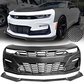2019-2022 Chevrolet Camaro LT/LS/RS Polypropylene SS Style Front Bumper w/Carbon Fiber-Look Splitter - CB-A012520