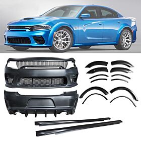 2015-2023 Dodge Charger Polypropylene Wide Body Kit w/Matte Rear Diffuser & Fender Flares - CB-A012523