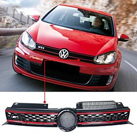 2010-2014 Volkswagen Golf MK6 GTI-Style Front Grille Black-Red  - GR-GOLF61013V1-BKR
