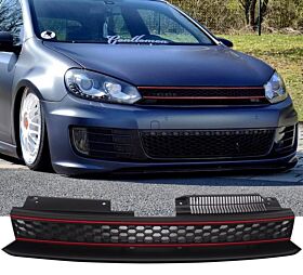 2010-2014 Volkswagen Golf MK6 Front Grille Black-Red  - GR-GOLF61013V2-BKR