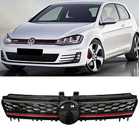 2015-2017 Volkswagen Golf Base MK7 Red-Trim Front Grille  - GR-GOLF714V1-BKR
