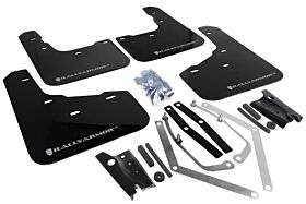 2013-2017 Ford Fiesta ST Rallyarmor Urethane Mud Flaps Black/Silver - RAL-MF29-UR-BLK/SIL