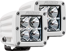 Hybrid Flood Surface Mount White Housing Pair D-Series Pro Auxiliary LED Light by Rigid Industries - 602113