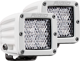 Hybrid Diffused Surface Mount White Housing Pair D-Series Pro Auxiliary LED Light by Rigid Industries - 602513