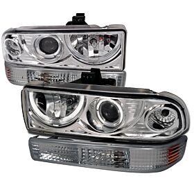 1998-2004 Chevy S10 Halo Chrome Projector Headlights - 2LBLHP-S1098-RS
