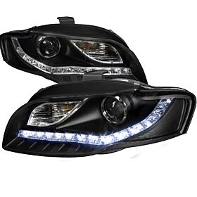 2006-2008 Audi A4 R8 Black Projector Headlights - 2LHP-A406JM-8-TM