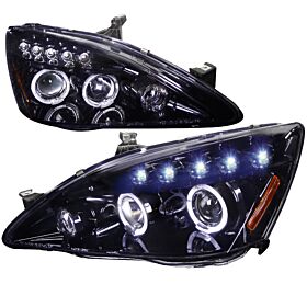 2003-2007 Honda Accord Halo Gloss-Black-Smoke Projector Headlights - 2LHP-ACD03G
