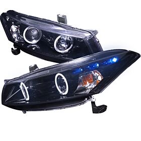 2008-2012 Honda Accord 2DR Coupe Halo Gloss-Black-Smoke Projector Headlights - 2LHP-ACD082
