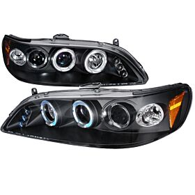 1998-2002 Honda Accord Halo LED Black Projector Headlights - 2LHP-ACD98JM-TM