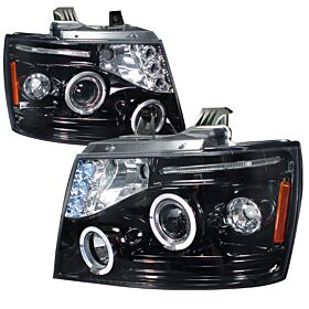 2007-2012 Chevy Avaalanche Halo Gloss-Black-Smoke Projector Headlights - 2LHP-AV